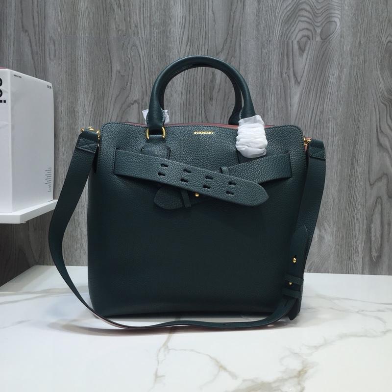 Burberry Handbags The Belt Medium 40767241 Litchi Pattern Dark Cyan (Dark Green)